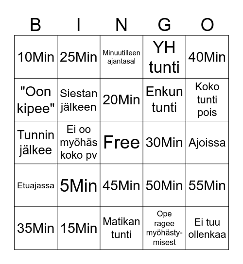 Alex Bingo Card
