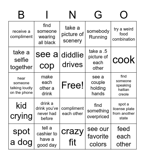 Diddlie & Kyel Bingo Card