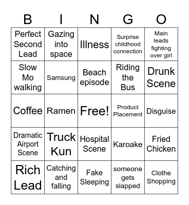 Kdrama Bingo Card