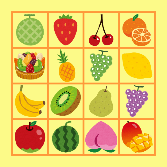 FRUITS Bingo Card