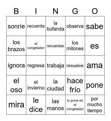 Lily y el muñeco de nieve B Bingo Card