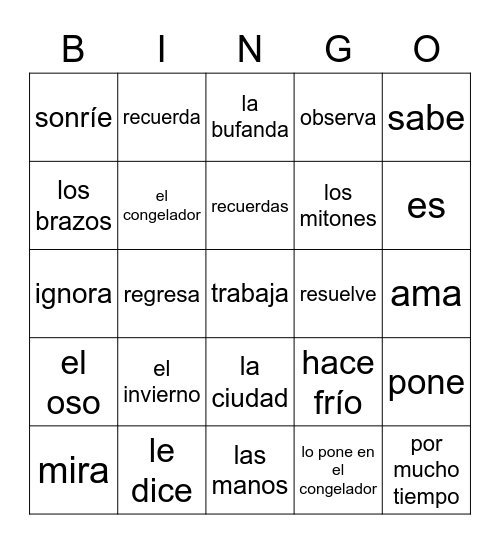 Lily y el muñeco de nieve B Bingo Card