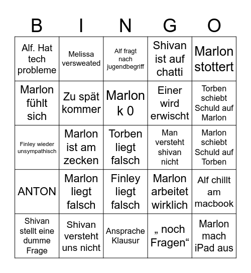 Deutsch Förder Bingo Card