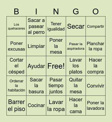 Reporteros 1 Unidad 3 | Los Quehaceres | Mr. S Bingo Card