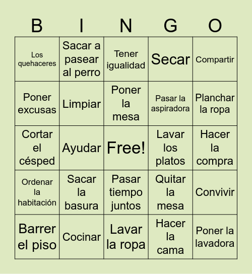 Reporteros 1 Unidad 3 | Los Quehaceres | Mr. S Bingo Card