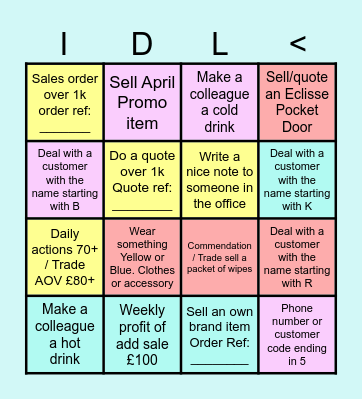 Easter Incentive Bingo Card