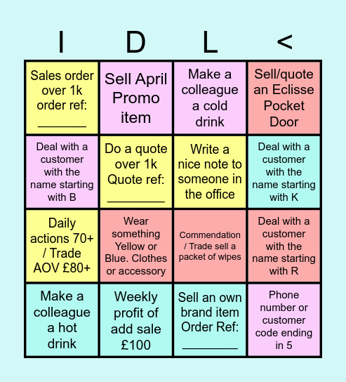 Easter Incentive Bingo Card