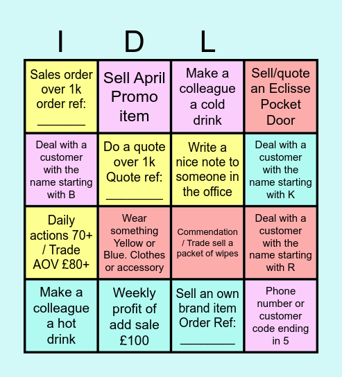 Easter Incentive Bingo Card