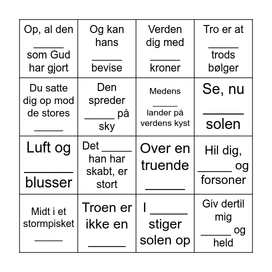Salme-Bingo Card
