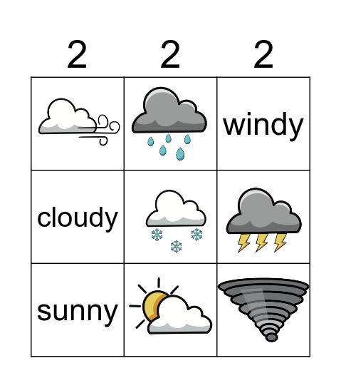 Weather Bingo Card