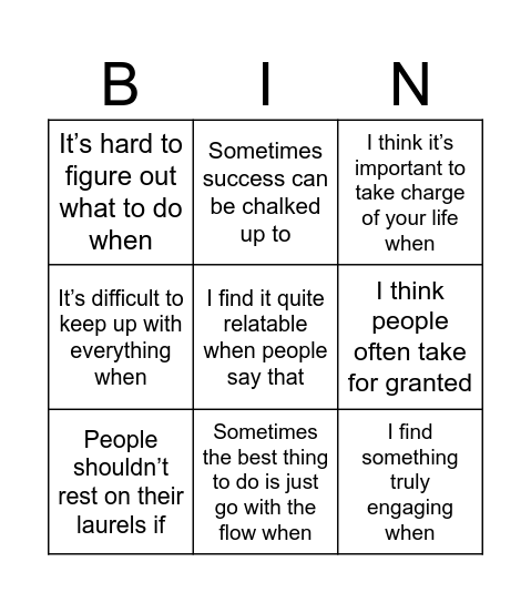 Untitled Bingo Card