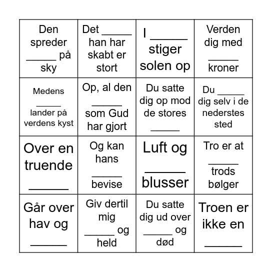 Salme-Bingo Card