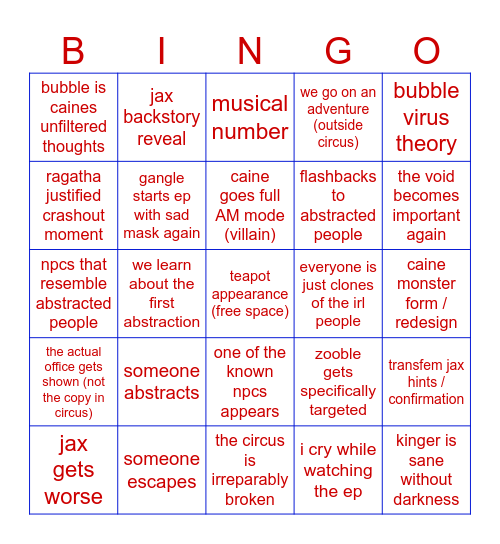 tadc 8. augh Bingo Card