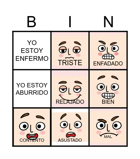 Emotions Bingo Card