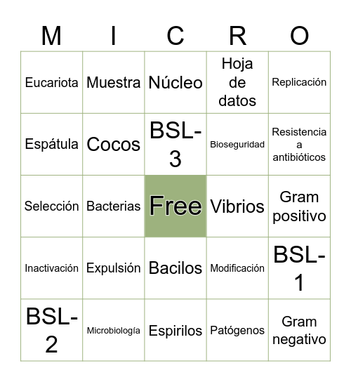 MICROBINGO Card