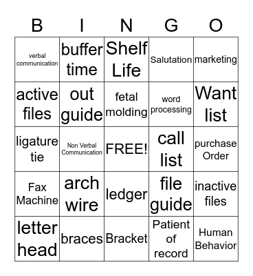 D.A  Bingo Card