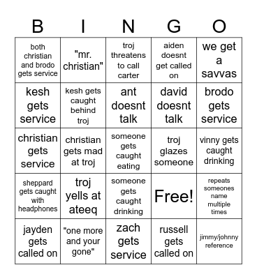Untitled Bingo Card
