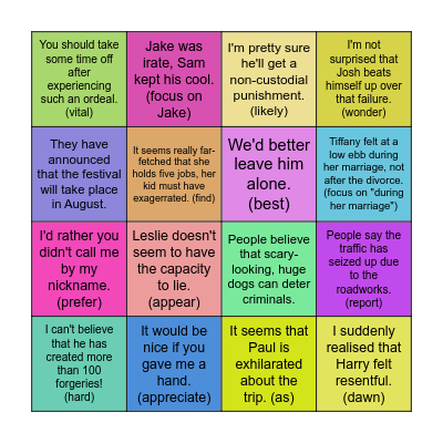 Introductory "it" Bingo Card