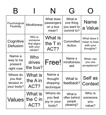 ACT Bingo Card