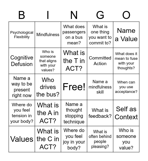 ACT Bingo Card