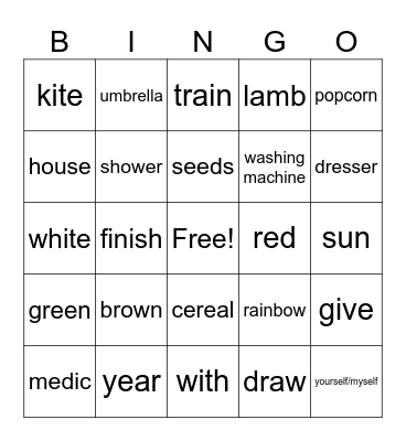 ASL Lessons 5-9 Bingo Card