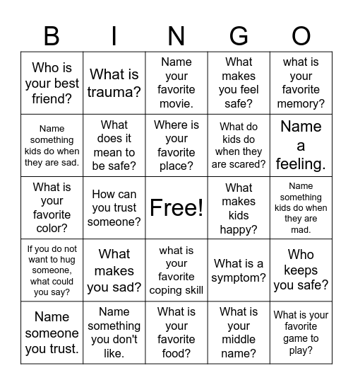 Young Child Psych-Ed 1 Bingo Card