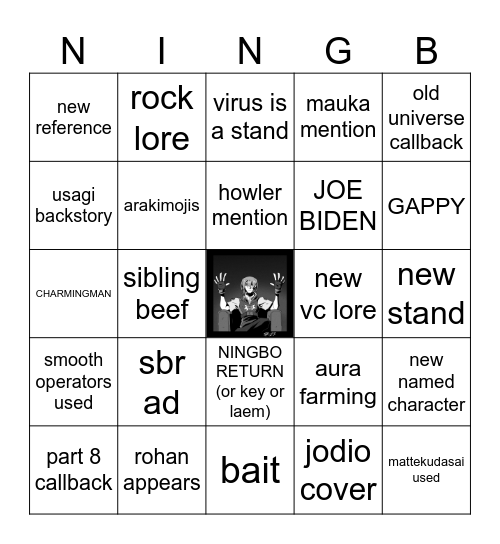 NINGBO BINGO JOJOLANDS 34 Bingo Card