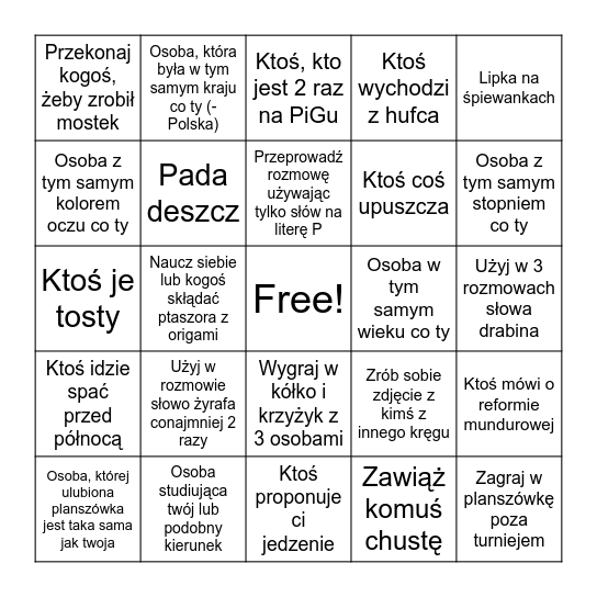 Bingo PiG 2026 Bingo Card