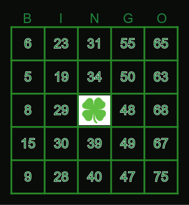 St. Patrick's Day Bingo Card