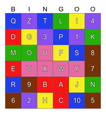 ALPHABET & NUMBERS Bingo Card