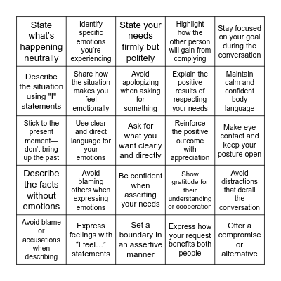 DEARMAN Bingo Card
