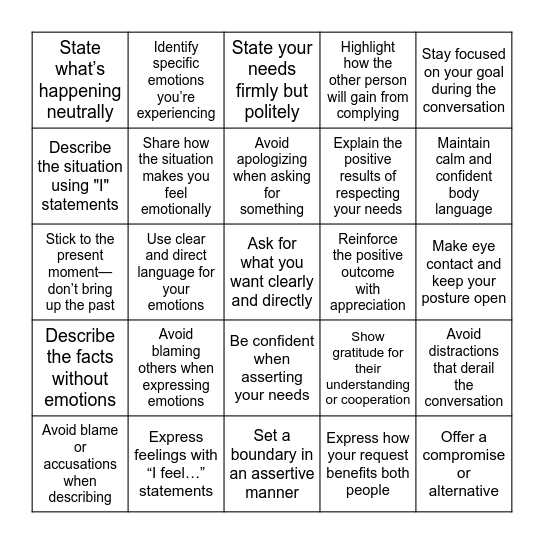 DEARMAN Bingo Card