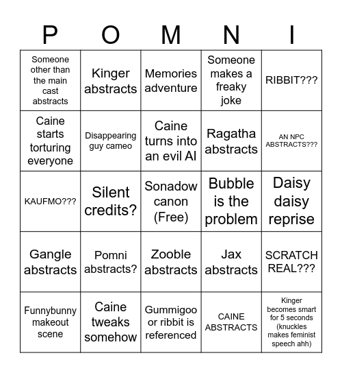 TADC EPISODE 8 Bingo Card