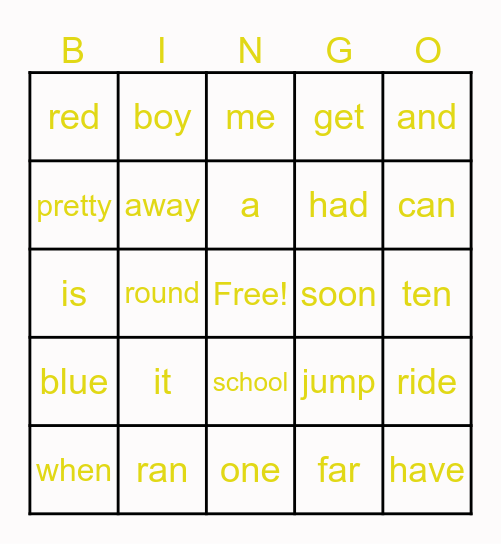 GRADE 1 MATAPAT- SIGHT WORDS BINGO Card