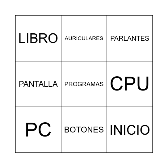 COMPUTACIÓN Bingo Card