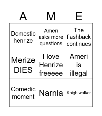 New chapter bingo Card