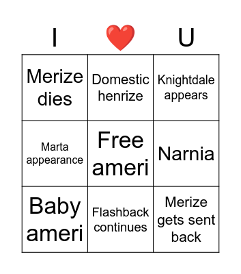 New chapter Bingo Card