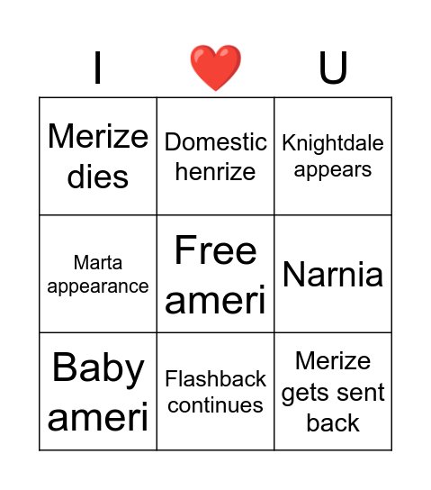New chapter Bingo Card