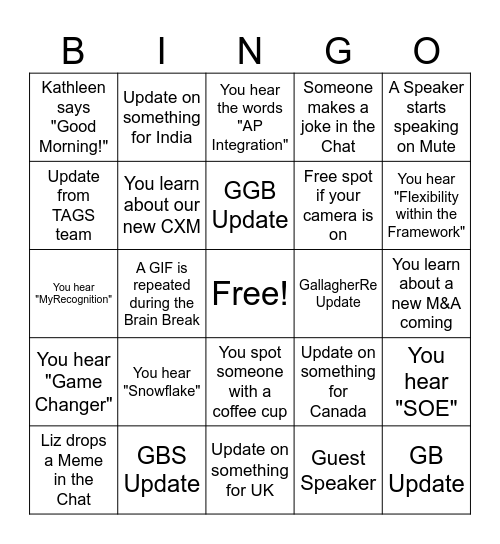 TA All Hands Bingo Card