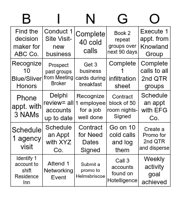 Angie Bingo Card
