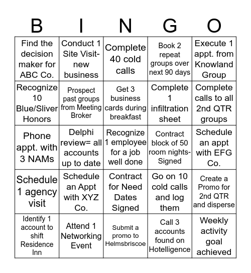 Angie Bingo Card