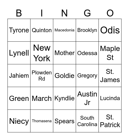 All About Goldie Bingo Card