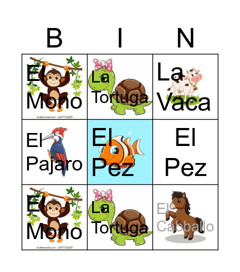 Spanish Bingo Card