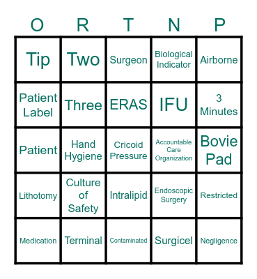 AORN Review Bingo Card