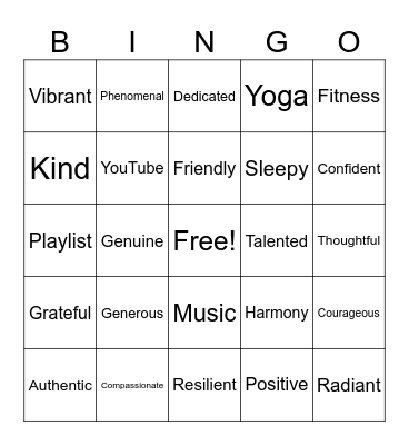 All About Bella Bingo Card