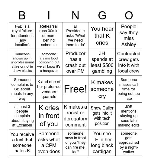 Super Secret Bingo Card