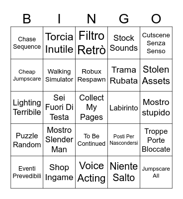 Roblox Horror Bingo Card