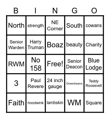 Masonic Bingo 2022 Bingo Card