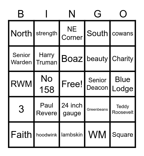 Masonic Bingo 2022 Bingo Card