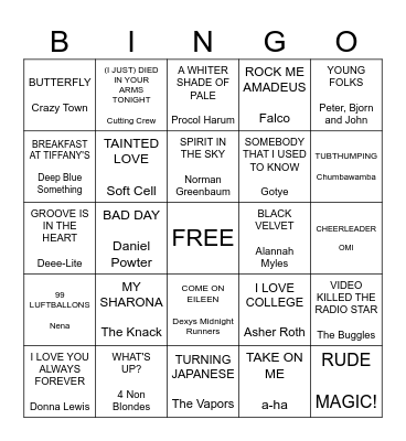 Hit Me Baby Just One Time Bingo Card